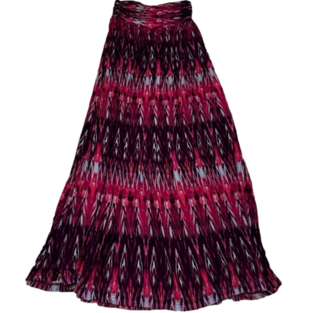Belle Gray Womens Size XS Red Burgundy Purple Maxi Skirt V front elastic waist - Picture 4 of 12